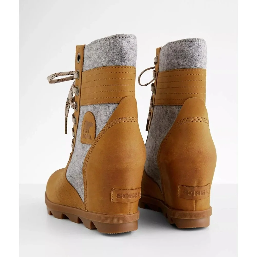 SOREL® (Women's 5.5) LEXIE™ WEDGE FELT Waterproof Ankle Boot in Camel - $169